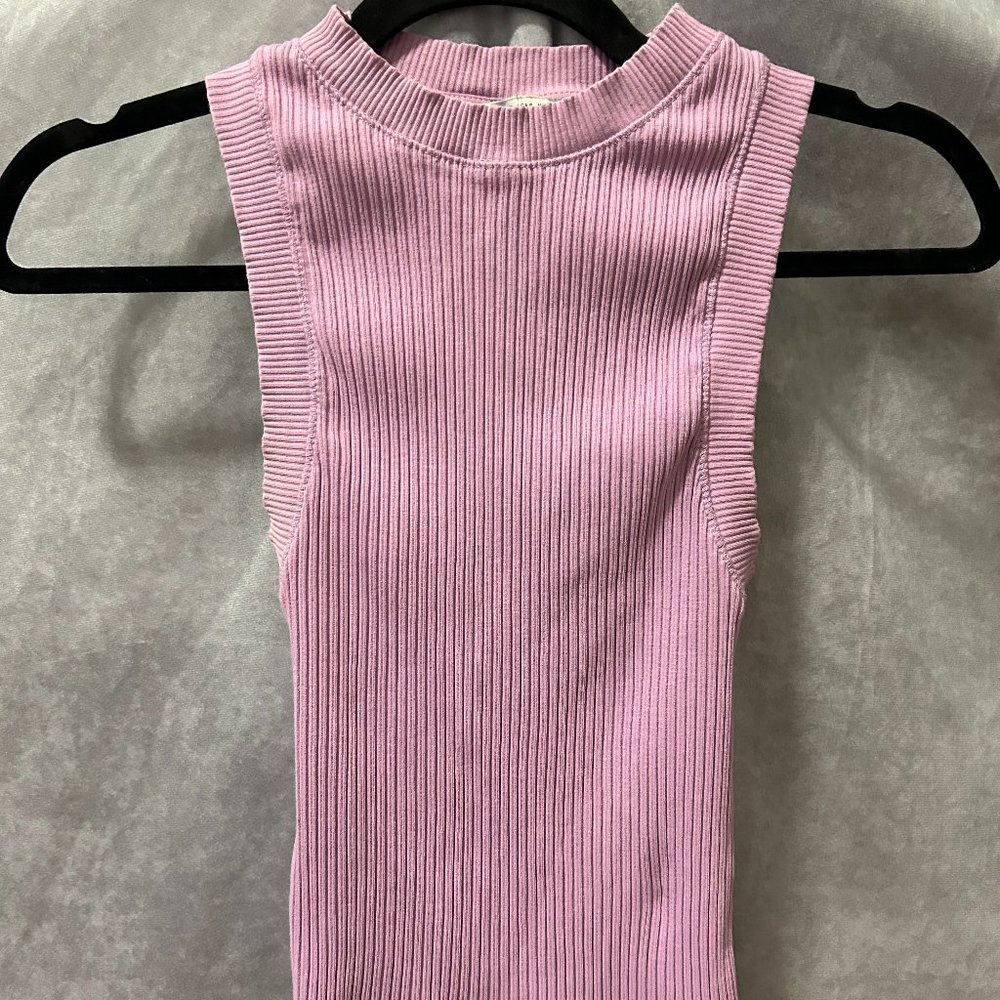 Zara Lilac High Neck Ribbed Tank
